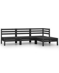 Salon de jardin 4 pcs Bois de pin massif Noir | Mobilier & Déco