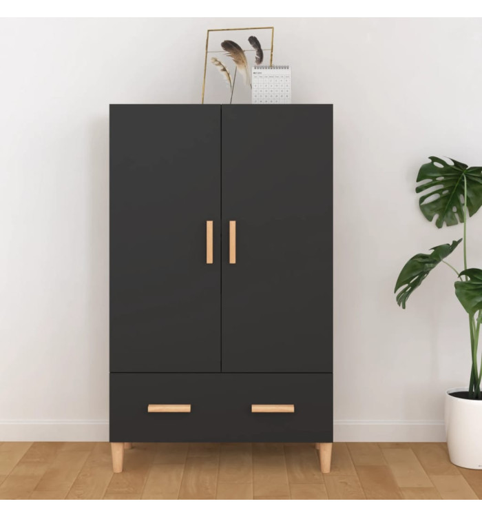 Buffet haut noir 70x31x115 cm bois d'ingénierie | Mobilier & Déco