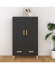 Buffet haut noir 70x31x115 cm bois d'ingénierie | Mobilier & Déco
