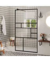 Paroi de douche à verre ESG transparent 90x195 cm Noir | Mobilier & Déco