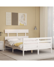 Cadre de lit sans matelas blanc 140x190 cm bois massif | Mobilier & Déco