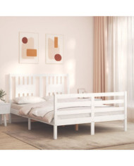 Cadre de lit sans matelas blanc 140x190 cm bois massif | Mobilier & Déco