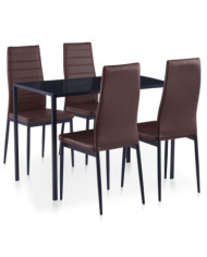 Ensemble de salle à manger 5 pcs Marron | Mobilier & Déco