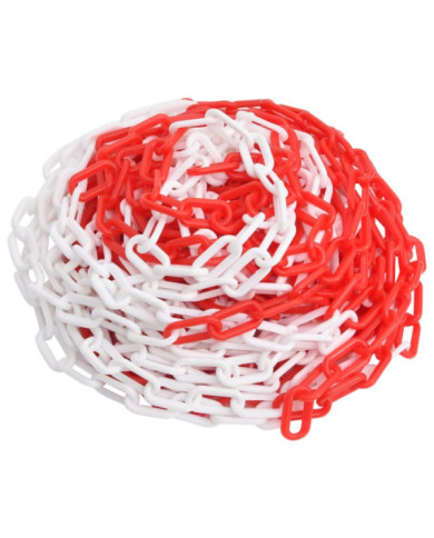 Chaîne d'avertissement Rouge et blanc 30 m Ø8 mm Plastique | Mobilier & Déco