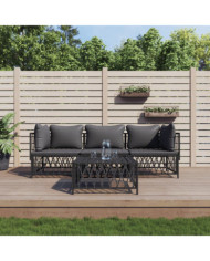 Salon de jardin avec coussins 4 pcs anthracite acier | Mobilier & Déco