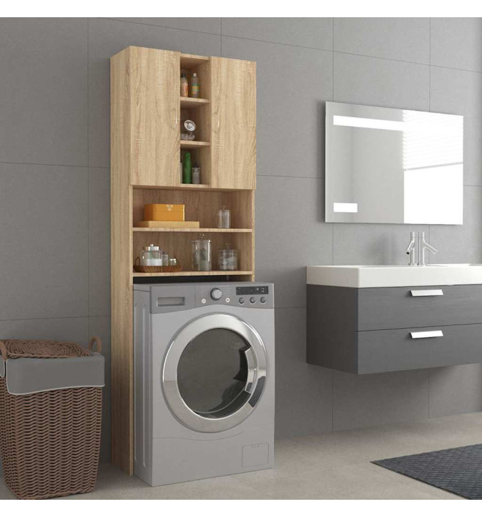Meuble pour machine à laver Chêne sonoma 64x25,5x190 cm | Mobilier & Déco