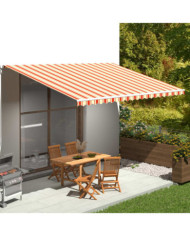 Tissu de remplacement pour auvent Jaune et orange 5x3,5 m | Mobilier & Déco