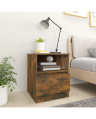 Table de chevet chêne fumé 40x40x50 cm bois d'ingénierie | Mobilier & Déco
