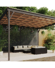 Salon de jardin 9 pcs avec coussins Résine tressée Noir | Mobilier & Déco