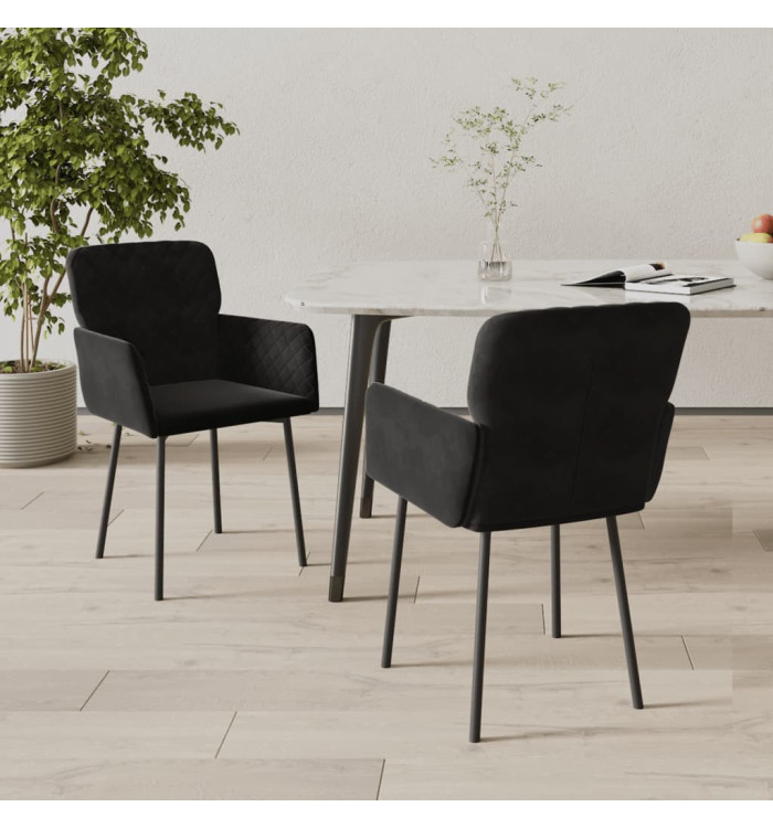 Chaises à manger lot de 2 Noir Velours | Mobilier & Déco