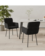 Chaises à manger lot de 2 Noir Velours | Mobilier & Déco