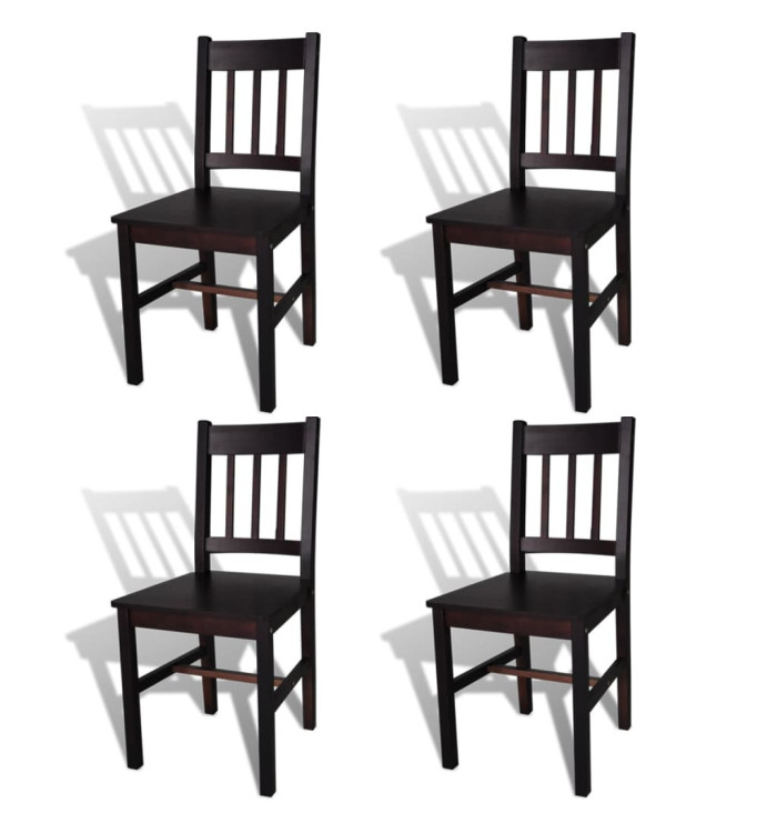 Chaises à manger lot de 4 marron foncé pinède | Mobilier & Déco