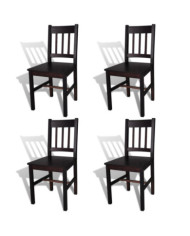 Chaises à manger lot de 4 marron foncé pinède | Mobilier & Déco