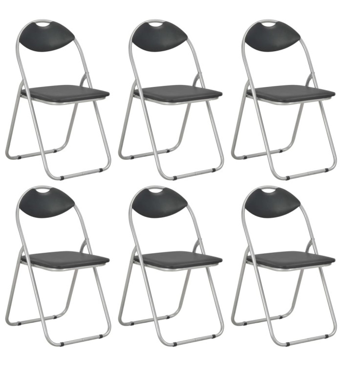 Chaises pliantes à manger lot de 6 noir similicuir | Mobilier & Déco