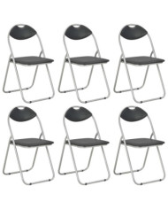 Chaises pliantes à manger lot de 6 noir similicuir | Mobilier & Déco