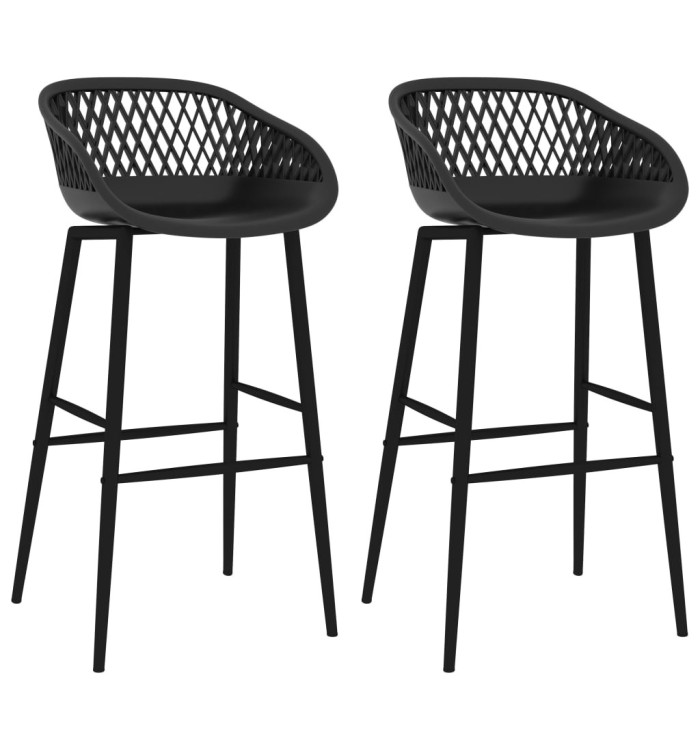 Chaises de bar lot de 2 noir | Mobilier & Déco