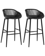 Chaises de bar lot de 2 noir | Mobilier & Déco