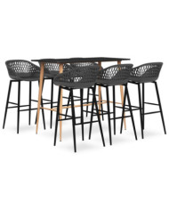 Ensemble de bar 7 pcs Noir et gris | Mobilier & Déco