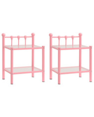 Tables de chevet 2 pcs Rose et transparent Métal et verre | Mobilier & Déco