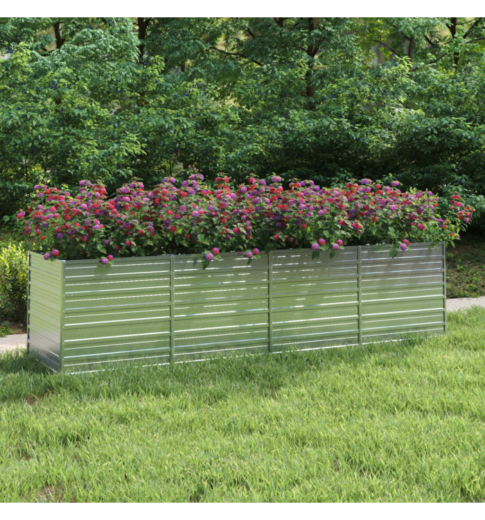 Lit surélevé de jardin 320x80x77 cm Acier galvanisé Argenté | Mobilier & Déco