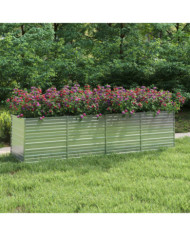 Lit surélevé de jardin 320x80x77 cm Acier galvanisé Argenté | Mobilier & Déco