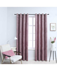 Rideaux occultants avec anneaux 2 pcs Velours Rose 140x245 cm | Mobilier & Déco