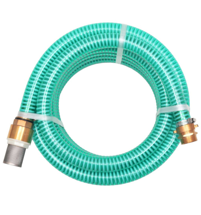 Tuyau d'aspiration avec raccords en laiton 10 m 25 mm Vert | Mobilier & Déco