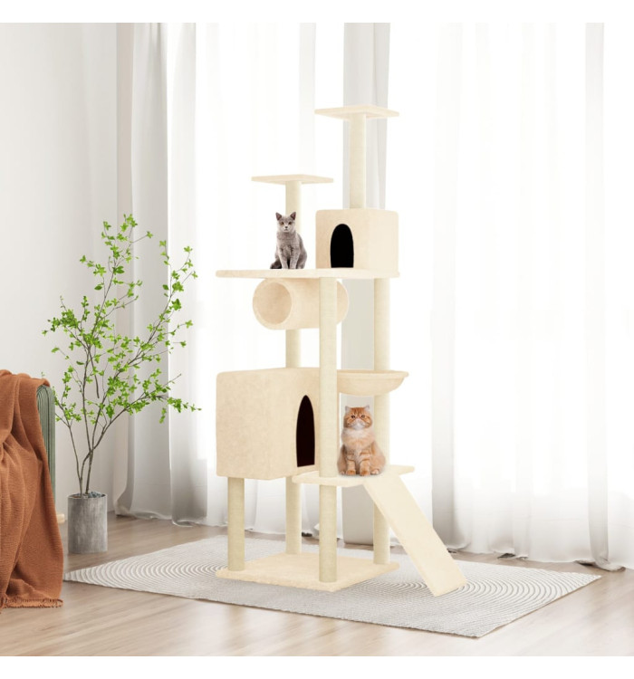 Arbre à chat avec griffoirs en sisal Crème 168 cm | Mobilier & Déco