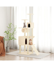 Arbre à chat avec griffoirs en sisal Crème 168 cm | Mobilier & Déco