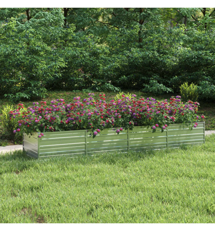 Lit surélevé de jardin 320x80x45 cm Acier galvanisé Argenté | Mobilier & Déco