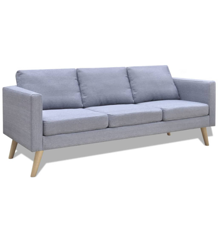 Canapé à 3 places Tissu Gris clair | Mobilier & Déco