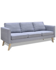 Canapé à 3 places Tissu Gris clair | Mobilier & Déco