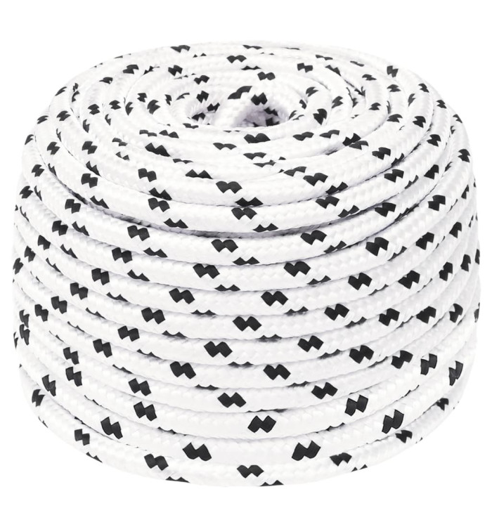 Corde de bateau tressé Blanc 6 mmx25 m Polyester | Mobilier & Déco
