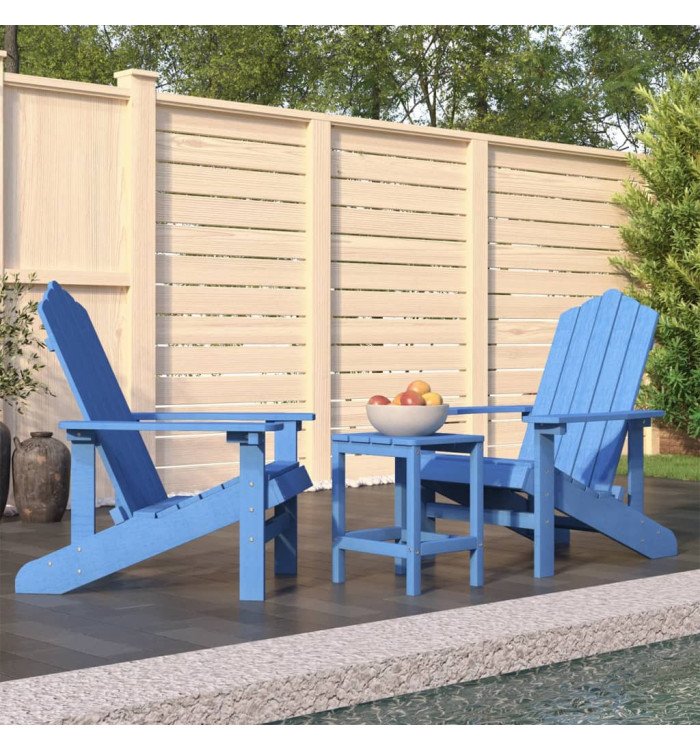 Chaises de jardin Adirondack avec table PEHD Bleu aqua | Mobilier & Déco