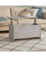 Table basse gris béton 102x55,5x52,5 cm bois d'ingénierie | Mobilier & Déco