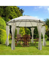 Tonnelle ronde avec rideaux 3,5 x 2,7 m | Mobilier & Déco