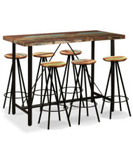 Ensemble de bar 7 pcs Bois massif recyclé | Mobilier & Déco