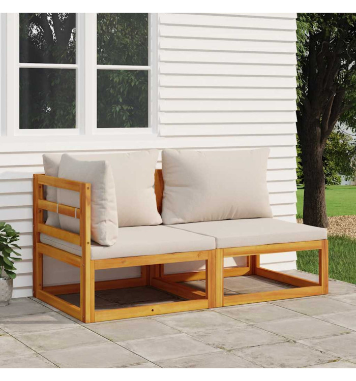 Salon de jardin avec coussins 2 pcs bois massif acacia | Mobilier & Déco