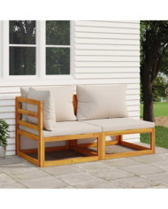 Salon de jardin avec coussins 2 pcs bois massif acacia | Mobilier & Déco
