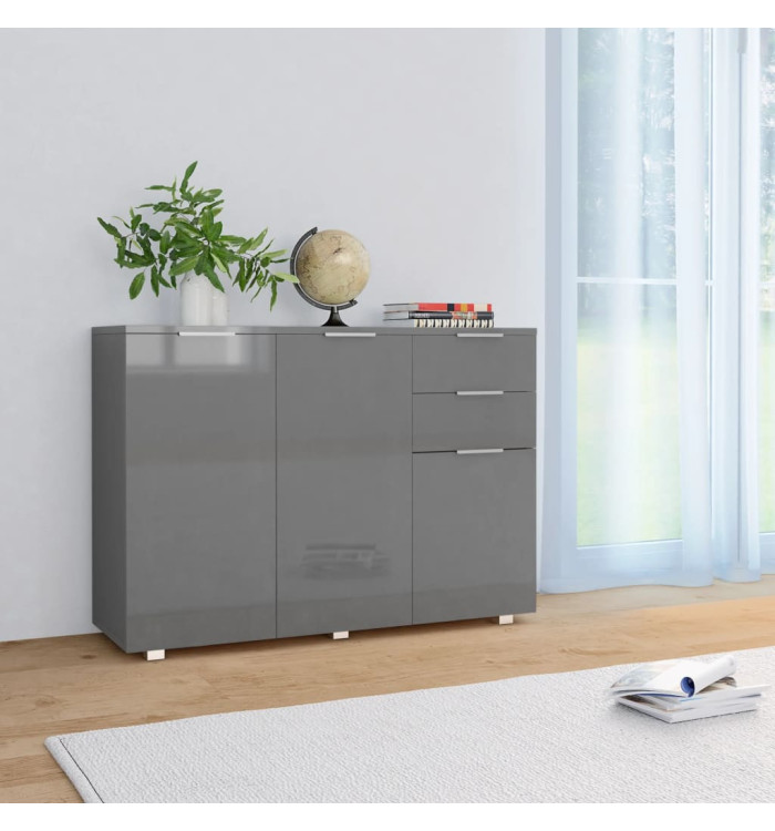 Buffet Gris brillant 107x35x80,5 cm | Mobilier & Déco