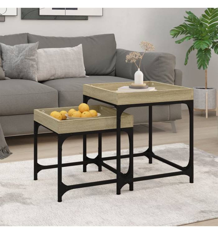 Tables d'appoint 2 pcs Chêne sonoma Bois d'ingénierie | Mobilier & Déco