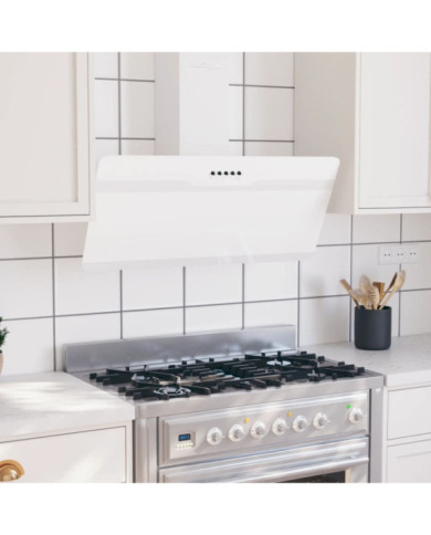 Hotte murale 90 cm Acier et verre trempé Blanc | Mobilier & Déco