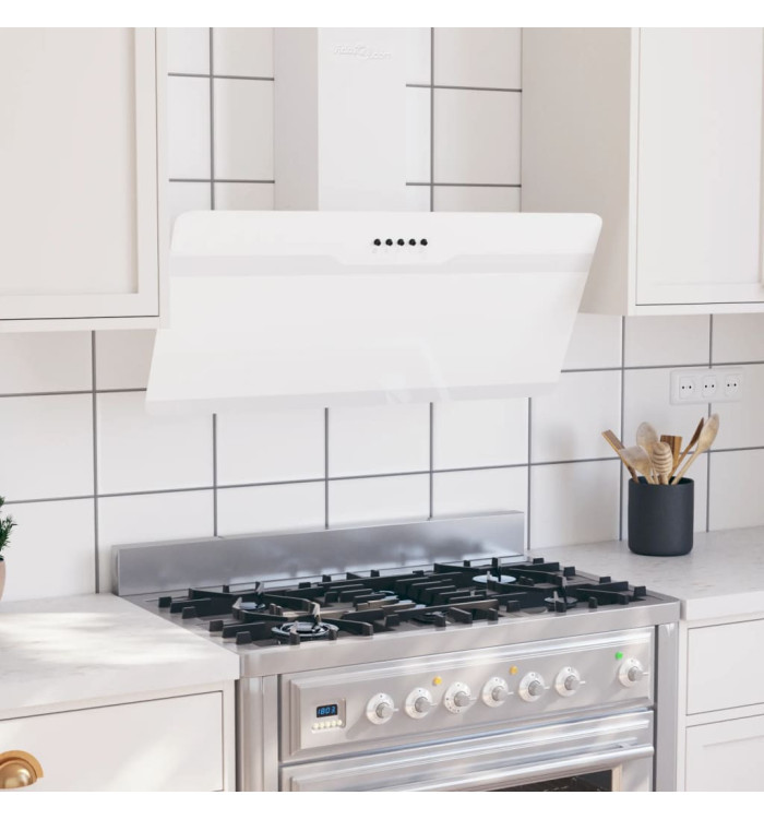 Hotte murale 90 cm Acier et verre trempé Blanc | Mobilier & Déco