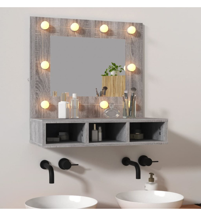 Armoire à miroir avec LED Sonoma gris 60x31,5x62 cm | Mobilier & Déco