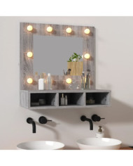 Armoire à miroir avec LED Sonoma gris 60x31,5x62 cm | Mobilier & Déco