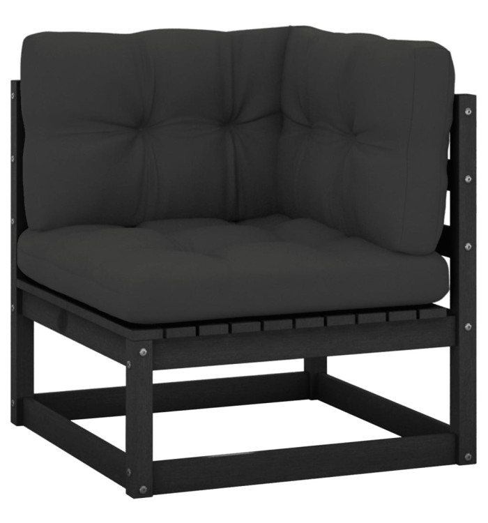 Canapé d'angle de jardin coussins anthracite Bois de pin massif | Mobilier & Déco