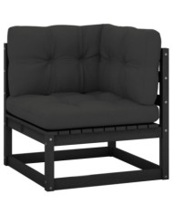 Canapé d'angle de jardin coussins anthracite Bois de pin massif | Mobilier & Déco