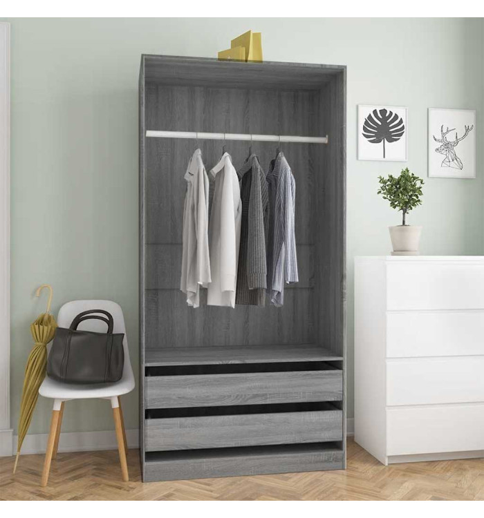 Garde-robe Sonoma gris 100x50x200 cm Bois d'ingénierie | Mobilier & Déco