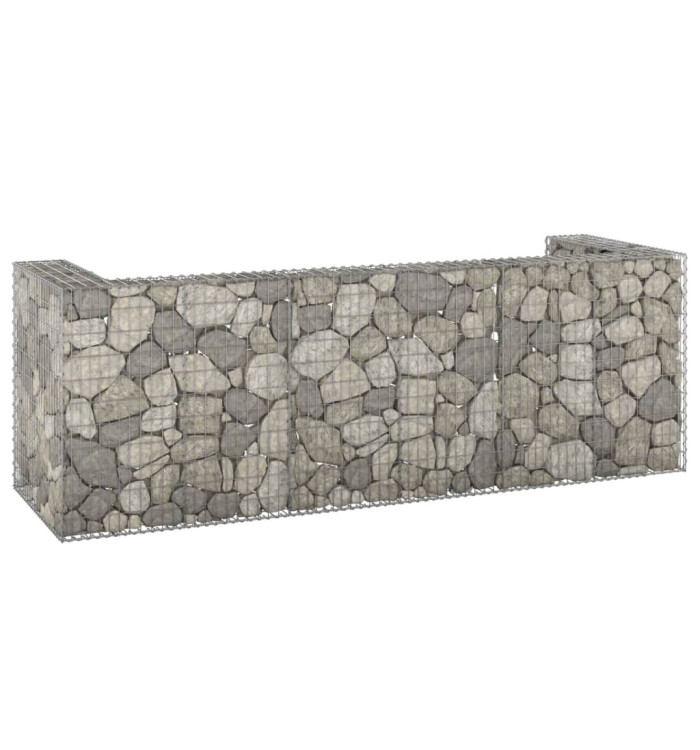 Mur en gabion pour poubelles Acier galvanisé 325x100x110 cm | Mobilier & Déco