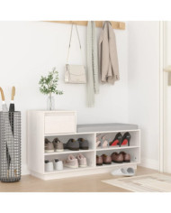 Armoire à chaussures Blanc 110x34x61 cm Bois de pin massif | Mobilier & Déco